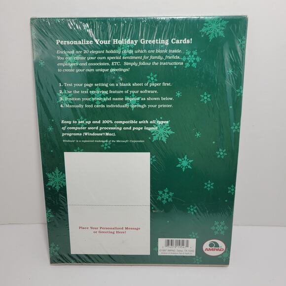 DIY Christmas Tree Holiday Greetings Computer Card Stock - Vintage NOS - Picture 3 of 3